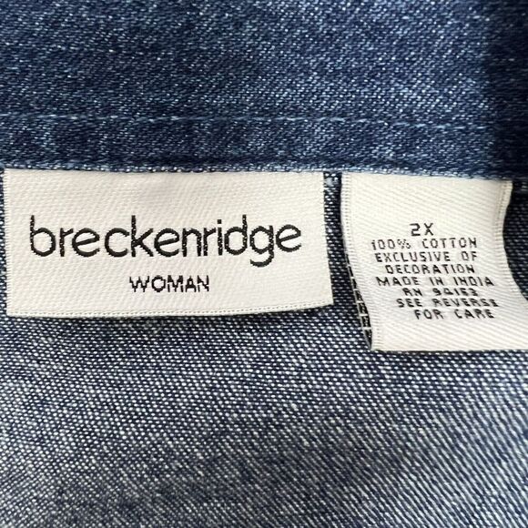 BRECKENRIDGE Womens Blue Jean Jacket Sz 2X Silver Studs Flaw/Studs Loose/Missing - Picture 7 of 12
